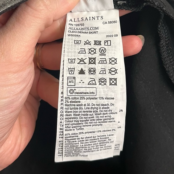 All Saints Cleo Silver Coated Denim Mini Skirt Size US 4 - Picture 8 of 9